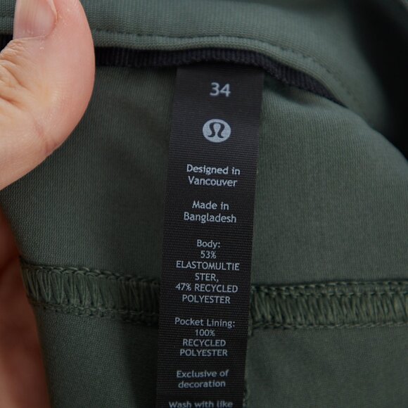 Lululemon ABC Slim-Fit Pant *Warpstreme in Dark Forest Men's 34x28.5" - Picture 5 of 6